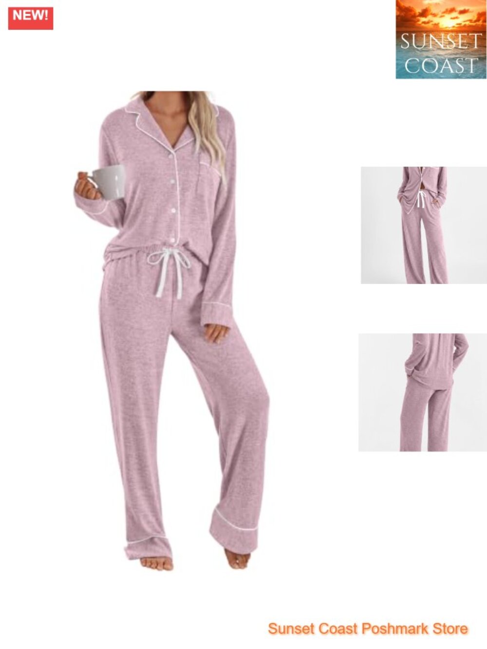Women's 2-Piece Long Sleeve Pajama Lounge Set Button Down Full Length